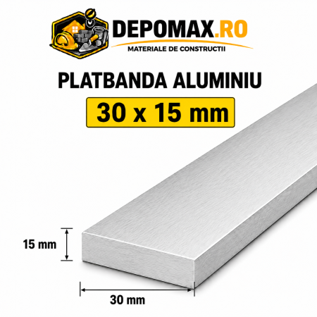 Platbanda aluminiu 30 x 15 mm, 6 metri (EN-AW 6060)